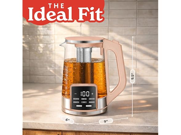 Gourmia Electric Glass Kettle - 1.7L Peach