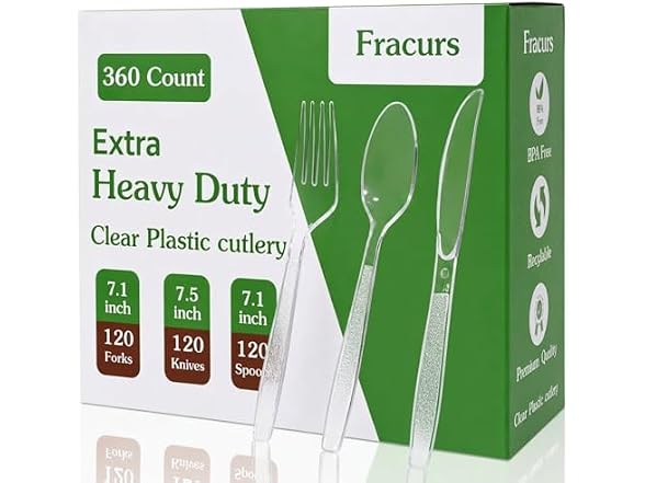360 Ct Heavy Duty Plastic Silverware