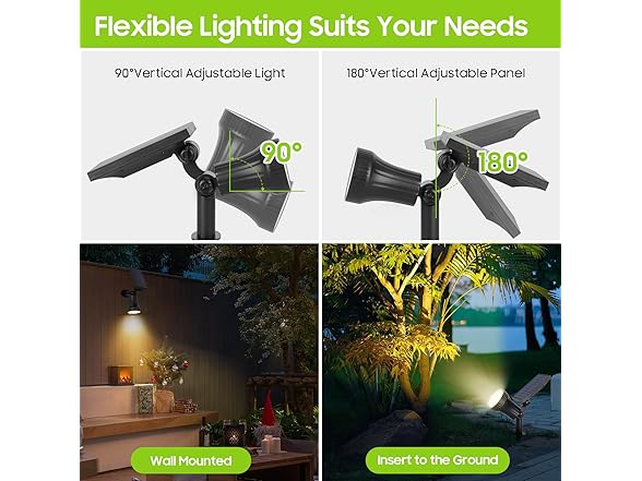 Bosceos Solar Spot Lights for Outside, 4PK