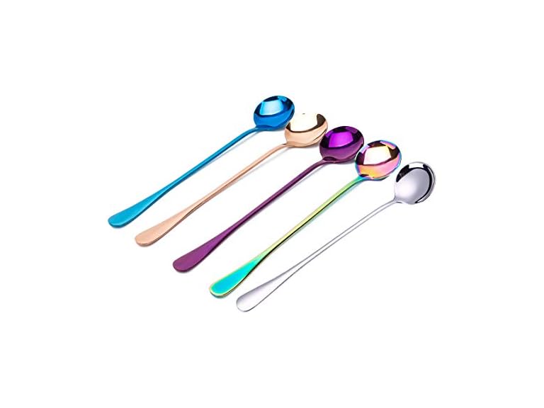 Long Handle Tea Stainless Steel Multicolored Spoon Set