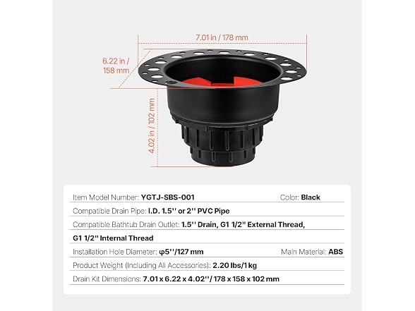 VEVOR ABS Freestanding Tub Drain Kit