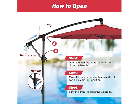 HealSmart 10ft Offset Hanging Patio Umbrella Cantilever