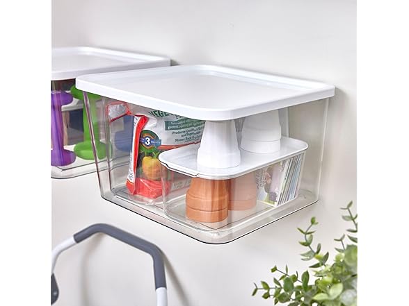 iDesign Storage Bins w/Lid Clear 2pc