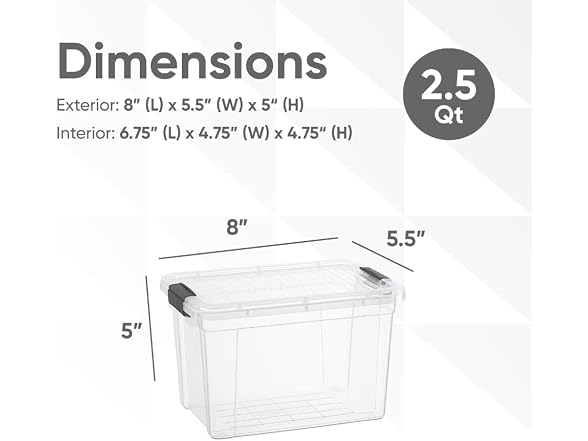 Superio Clear Storage Box with Lid, 2.5 Quart 18 Pack