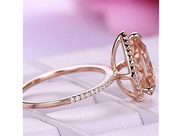 Yuren Wedding Rings Rose Gold Filled Pear Cut Crystal (6)