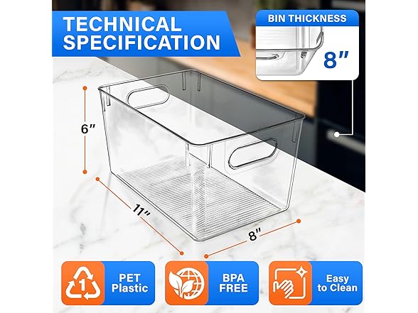 Multi-purpose Refrigerator Bins- 8 piece