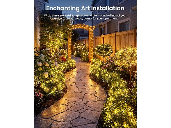 Minetom Solar Fairy Lights, 2 Pack Total 66 FT 200 LED Solar String Lights