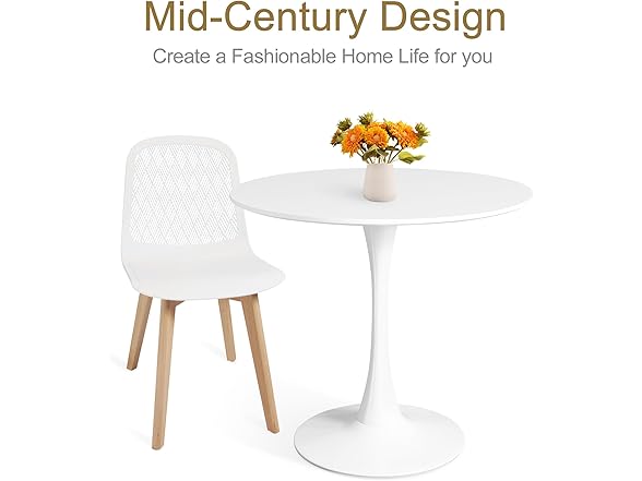 Mid Century Modern White Dining Table Set