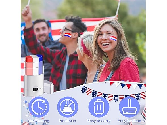 Rismise Red White Blue Stick Face Paint