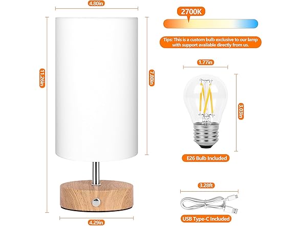 TOBUSA 2-Pack Rechargeable Table Lamps