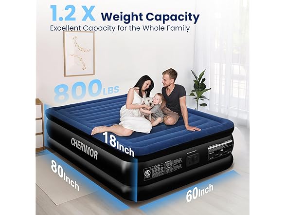 CHERIMOR Queen Air Mattress with Built in Pump