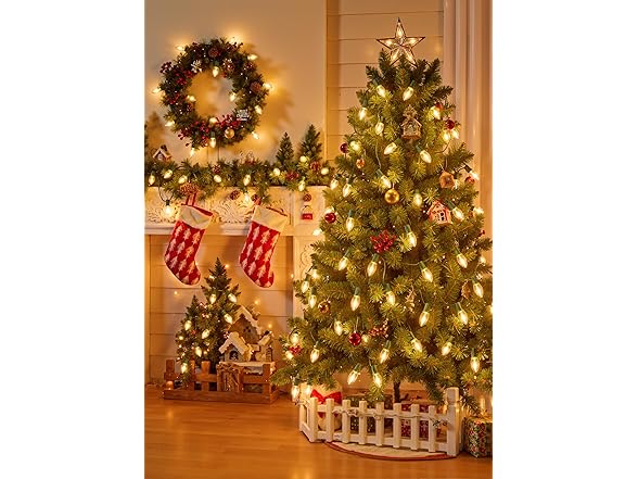 Minetom Vintage C9 LED Christmas Lights Outdoor Warm White, 50ft