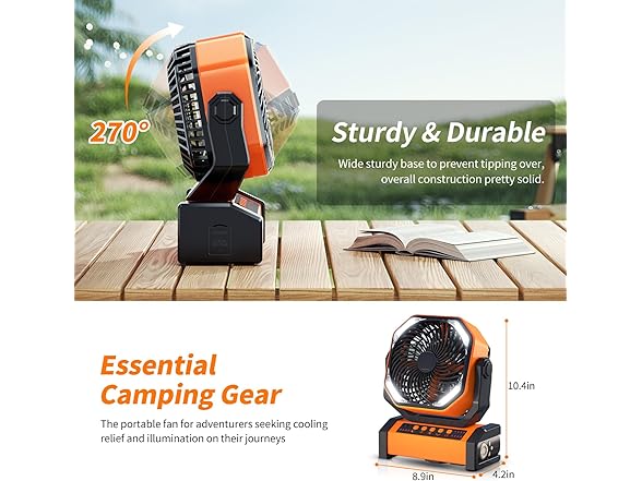 Doublepow Camping LED Fan with Light