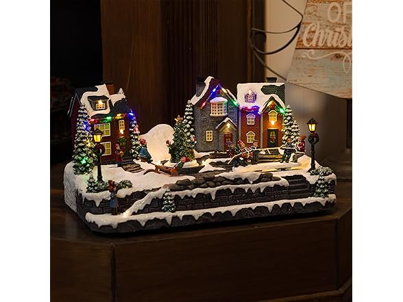 9" Tall Indoor Animated Children Playing in Christmas Village