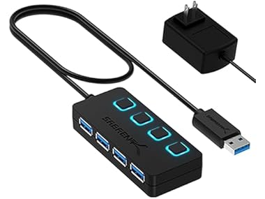$11.99 SABRENT 4-Port USB 3.0 Hub Powered w/ LEDs dealfomo