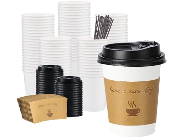100 pack 12 oz Disposable Coffee Cups