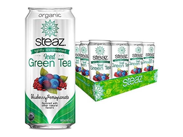 12PK Steaz Organic Lightly Sweetened Iced Green Tea