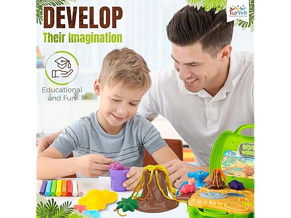 45 Pieces Dinosaur Clay Set for Kids