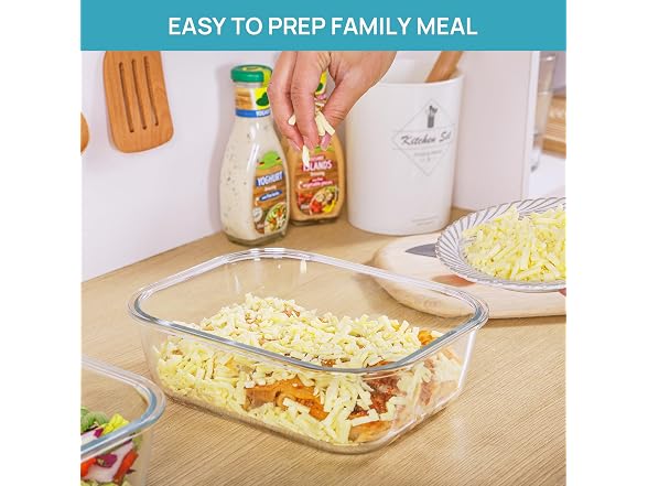 Vtopmart Green 2 Pack 76.4oz Glass Containers W/ Lids