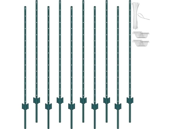 5 Feet Fence Post, 10 Pack U-Channel Heavy Duty