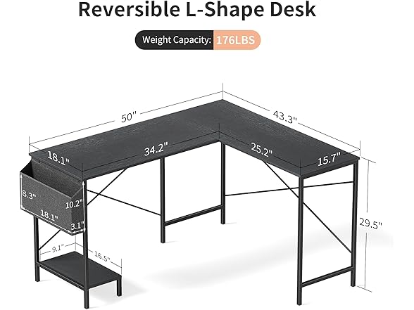 Simple Deluxe L Shaped Desk 50 Inch