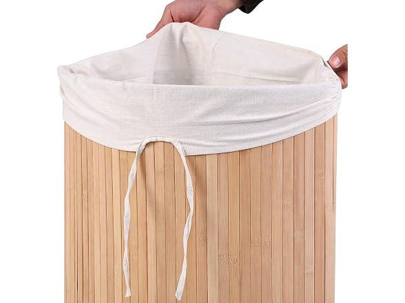 Julimoon Bamboo Laundry Hamper with Lid, Beige