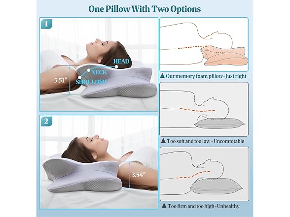 Safotad Cervical Neck Pillow w/Case