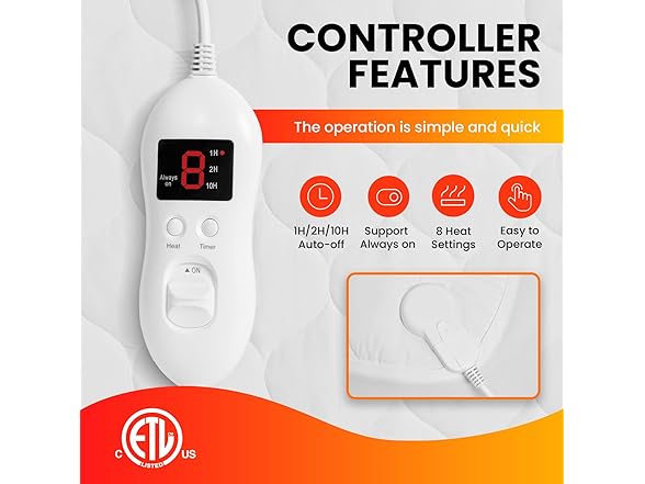Ayge Heated Mattress Pad King Size with Dual Control 