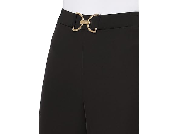 HALSTON H Womens Gold Belt Straight Leg Soft Suiting Pant