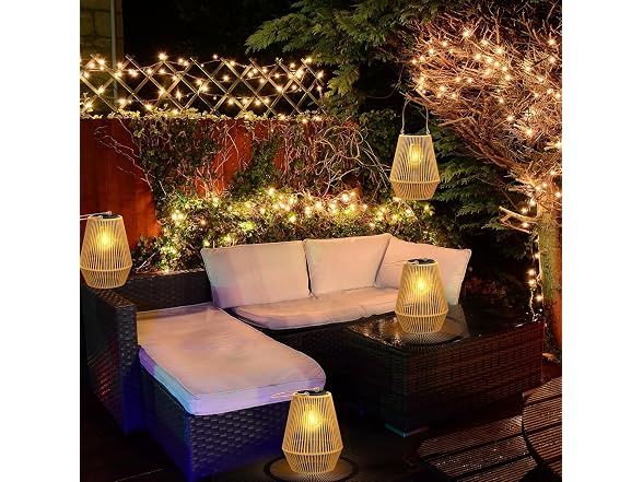 KagoLing Woven Solar Lanterns 4Pk