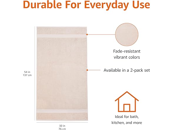 Set of 2 100% Cotton Bath Towel