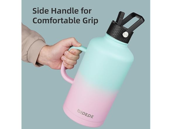 BJPKPK 1 Gallon Water Bottle Insulated with Straw Lid,Marshmallow