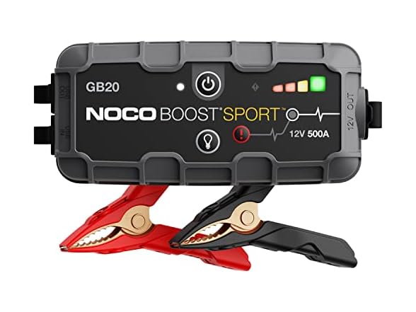 NOCO Boost GB20: 500A UltraSafe Jump Starter – 12V Lithium Battery Booster Pack, Portable Jump Box, Power Bank & Jumper Cables - for 4.0L Gas Engines (Open Box)
