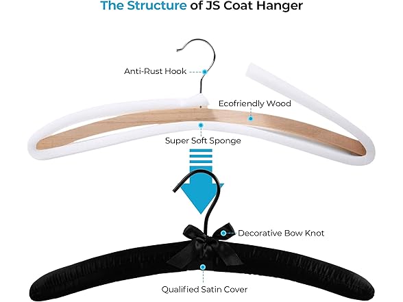 Sukkiri Homu 10-Pack Satin Padded Hangers Black