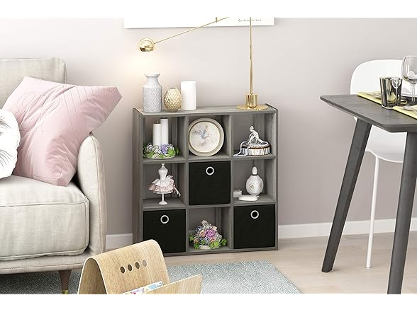 Furinno Simplistic 9-Cube Organizer with Bins