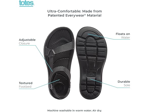 totes Sport Sandal Women's 10 Black