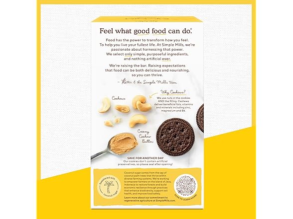 Simple Mills, Cocoa Cashew Crème Sandwich Cookies