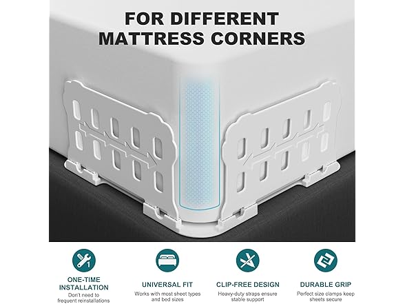 Bed Sheet Holders for Corners, White
