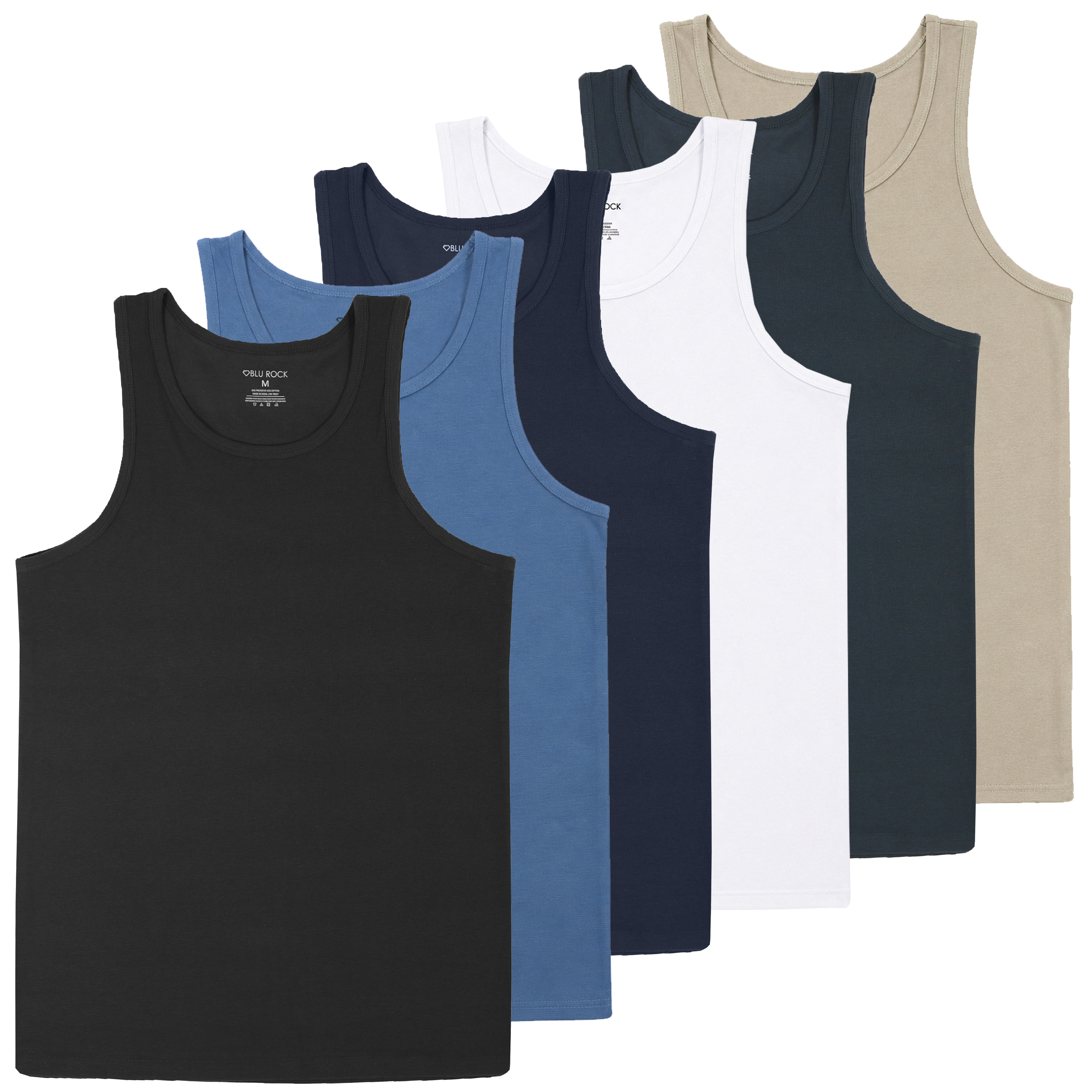 5Pk Mens Micro Waffle Tank Top - Gallery 9