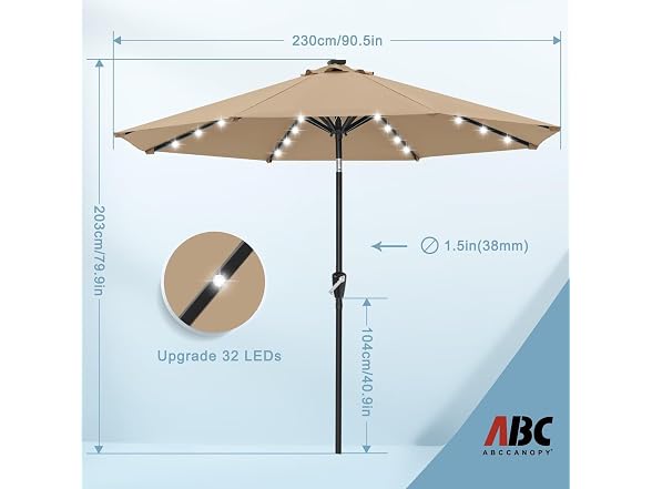ABCCANOPY 7.5FT Durable Solar Led Patio Umbrella - Gallery 3