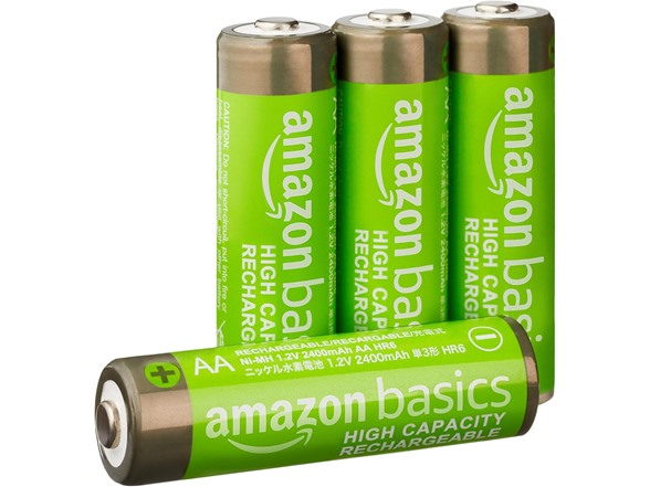 (4 PACK) AmazonBasics 2400mAh NiMH Rechargeable AA Batteries