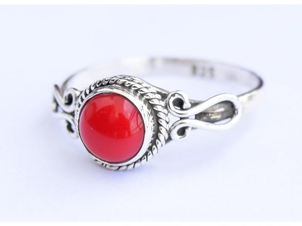 Navya Silver Shop Coral Stone Ring
