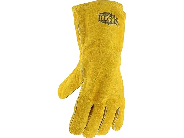 12PK Ironcat Standard Split Cowhide Leather Gloves, Large