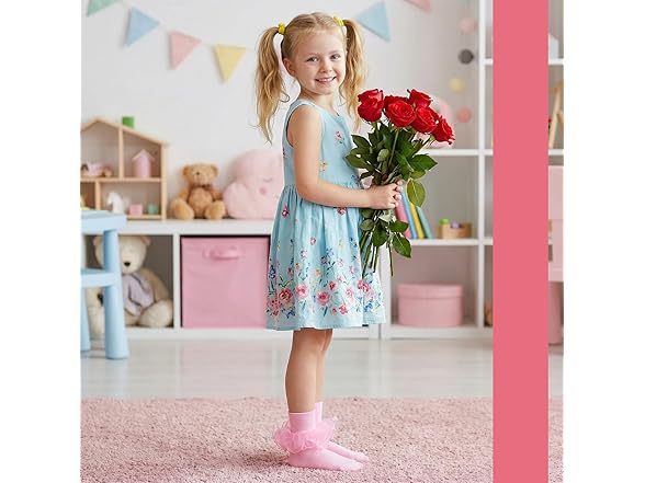 Jspupifip 4 Pairs Girls Big Ruffle Socks