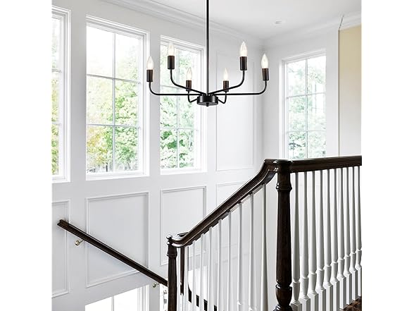 6-Light Industrial Black Chandelier