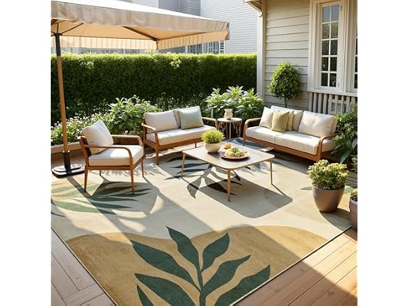 UKISS Washable Outdoor Rug 5' x 8'