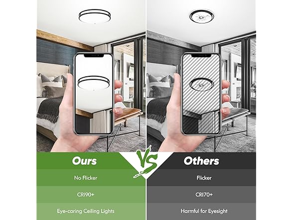 TOBUSA 2 Pack 50W LED Ceiling Lights Matte Black