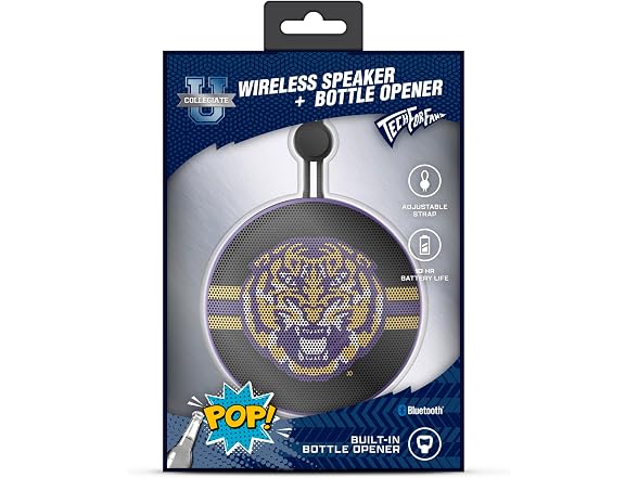 SOAR Collegiate Bluetooth Bottle Opener Speaker, LSU Tigers