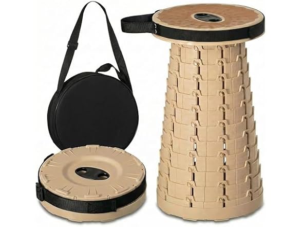 Collapsible Telescopic Round Stool Beige