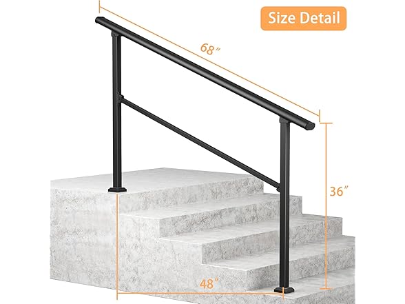 LOVMOR 2 Pack 5 Step Hand Rails for Outdoor Steps